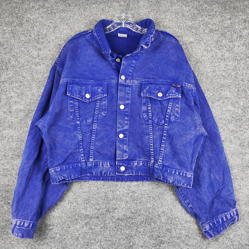 C'est Toi Denim Jacket Womens 3X Blue Acid Wash Cropped Trucker Jean USA